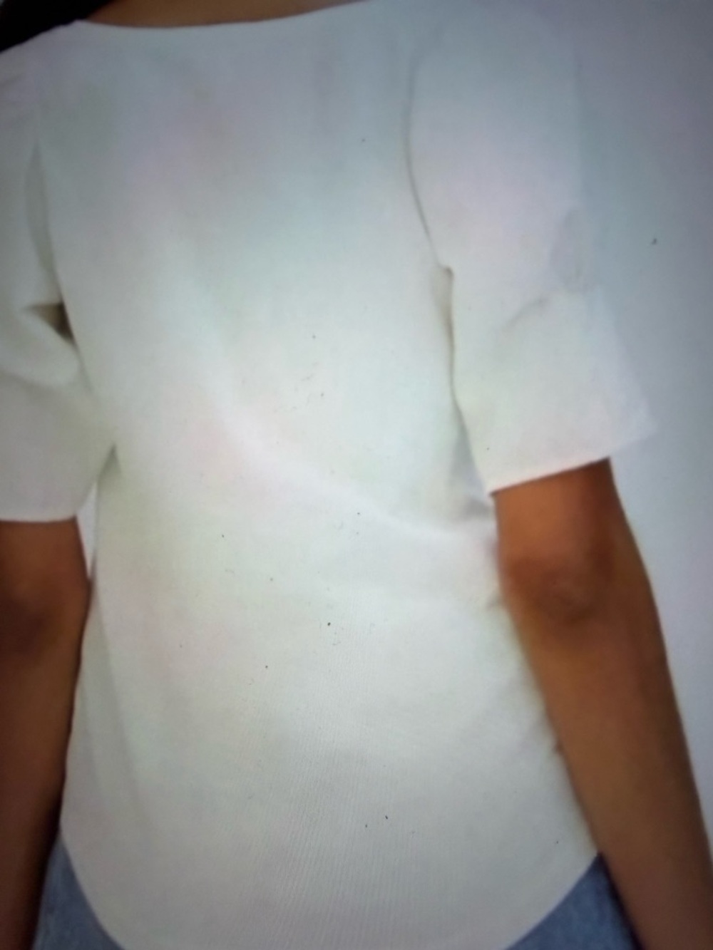 Anthropologie Off White Puffed Sleeve T-Shirt - Picture 3 of 9